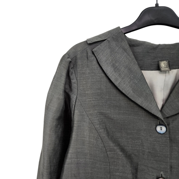 Patina Women's Linen Blend Button Front Coat Jacket Gray- L - Picture 2 of 9